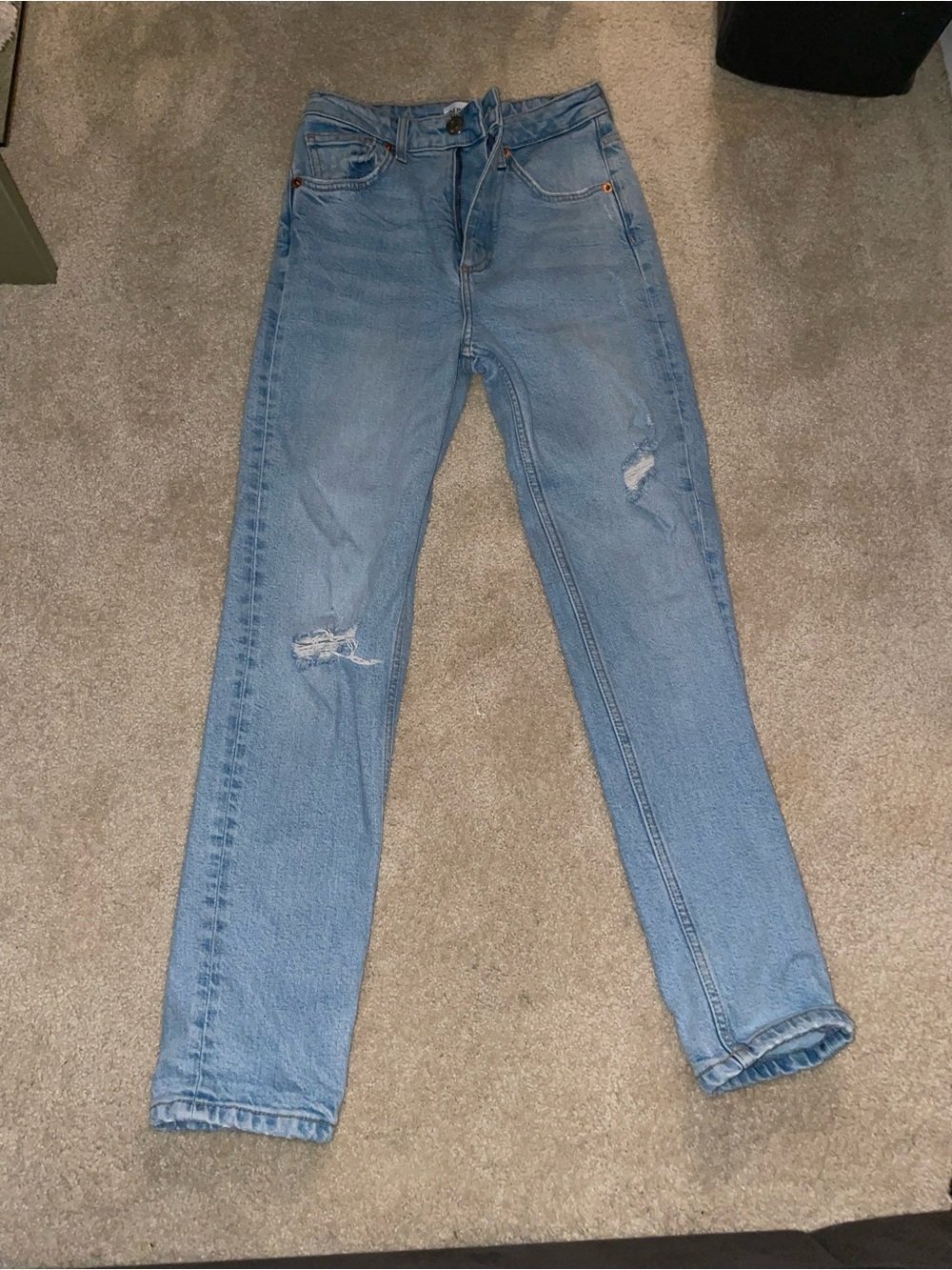 Zara Light Blue High-Rise Distressed Jeans